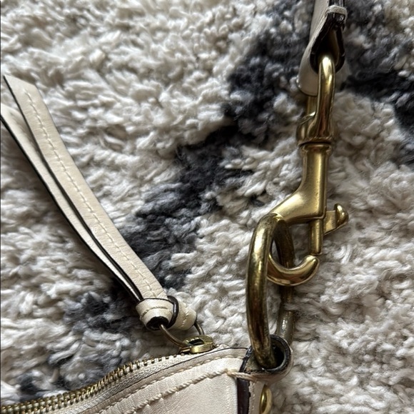 Coach Tan and Brown Signature C Tote Crossbody Bag with White Leather Strap - Picture 4 of 11